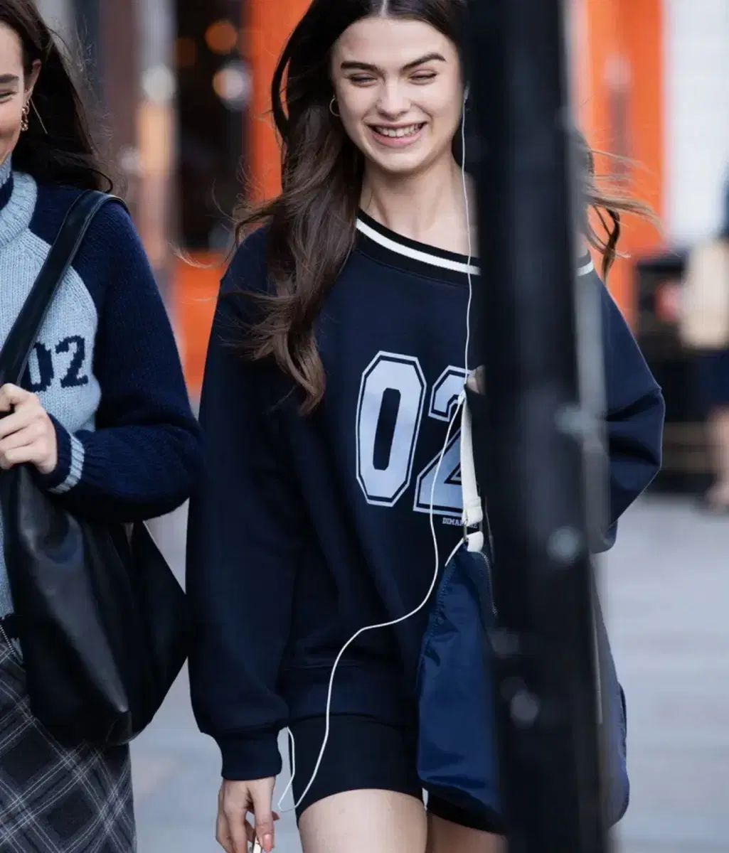 ディマンシュ スポーティー オーバーサイズ スウェットシャツ ネイビー