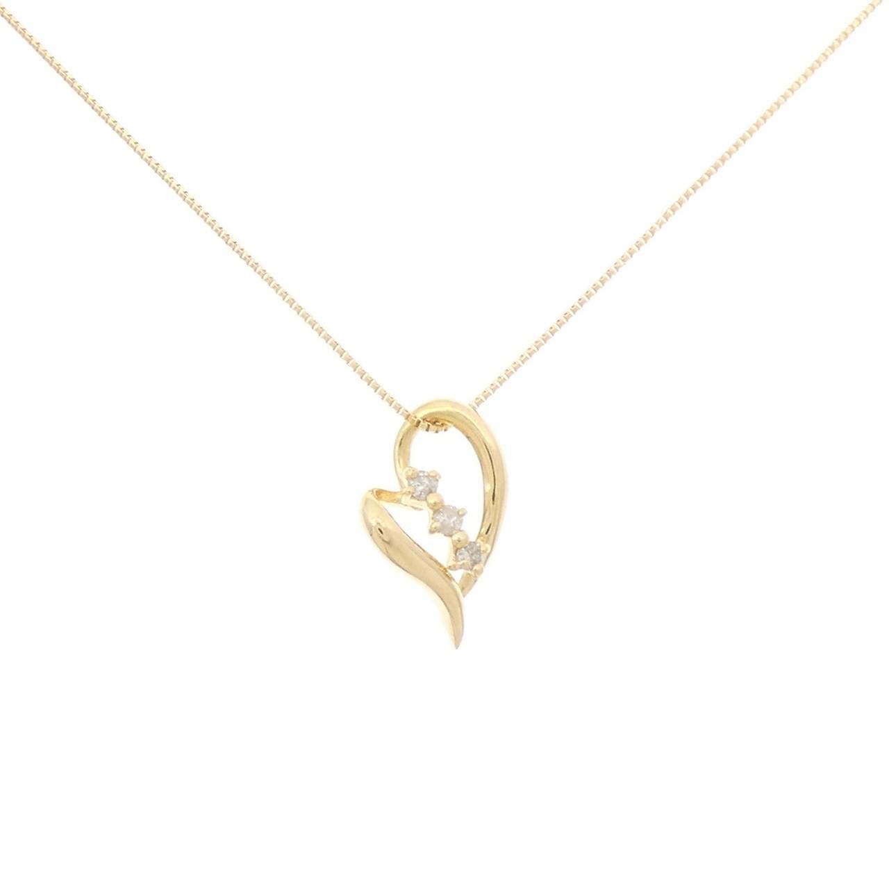K18YG ハート ダイヤモンド ネックレス 0.04CT