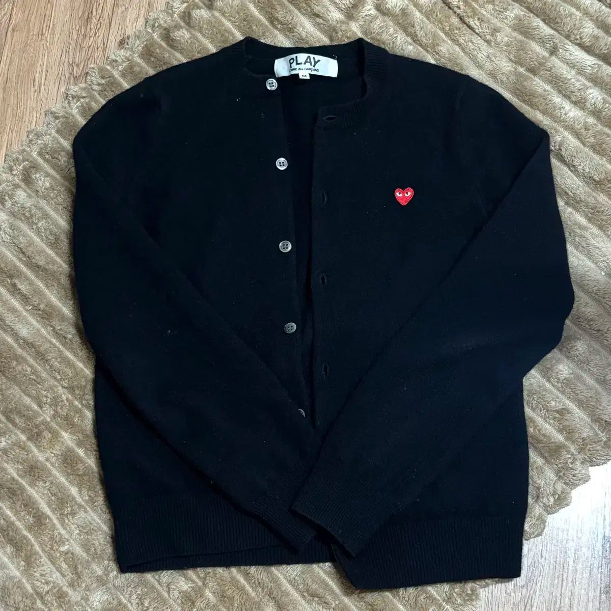 コム デ ギャルソン ブラック カーディガン スモール ロゴ