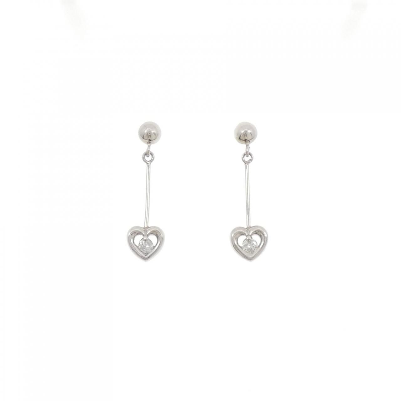PT900 ハート ダイヤモンド ピアス 0.10CT