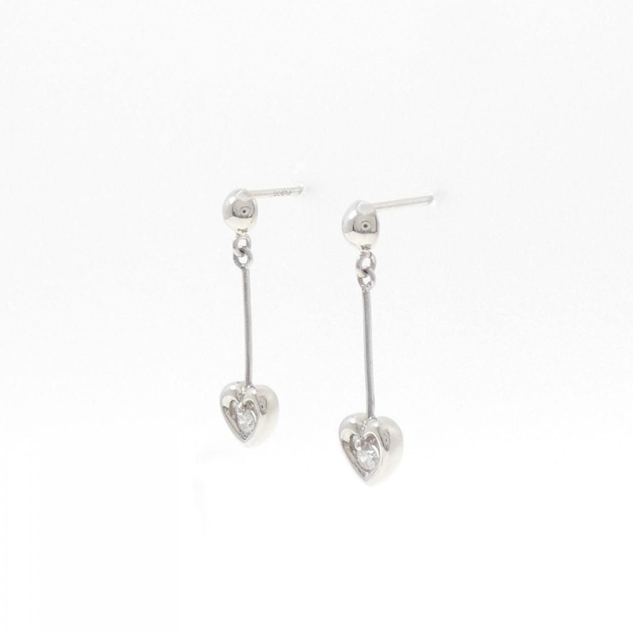 PT 900 ハート ダイヤモンド ピアス 0.10 CT