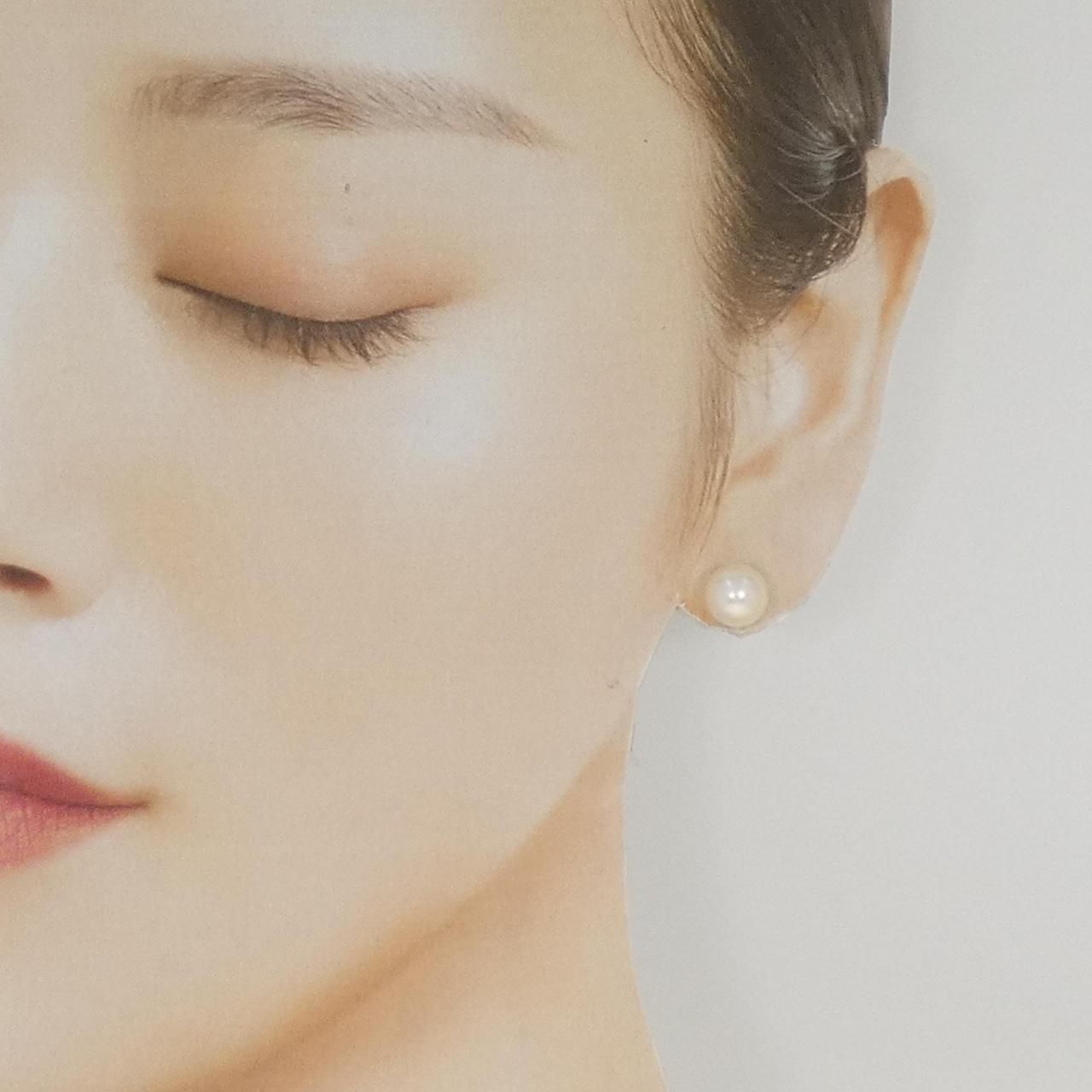 K14WG アコヤパール ピアス 8.3mm あこや真珠 7.5-8mm×8-8.5mm 18Kダブル