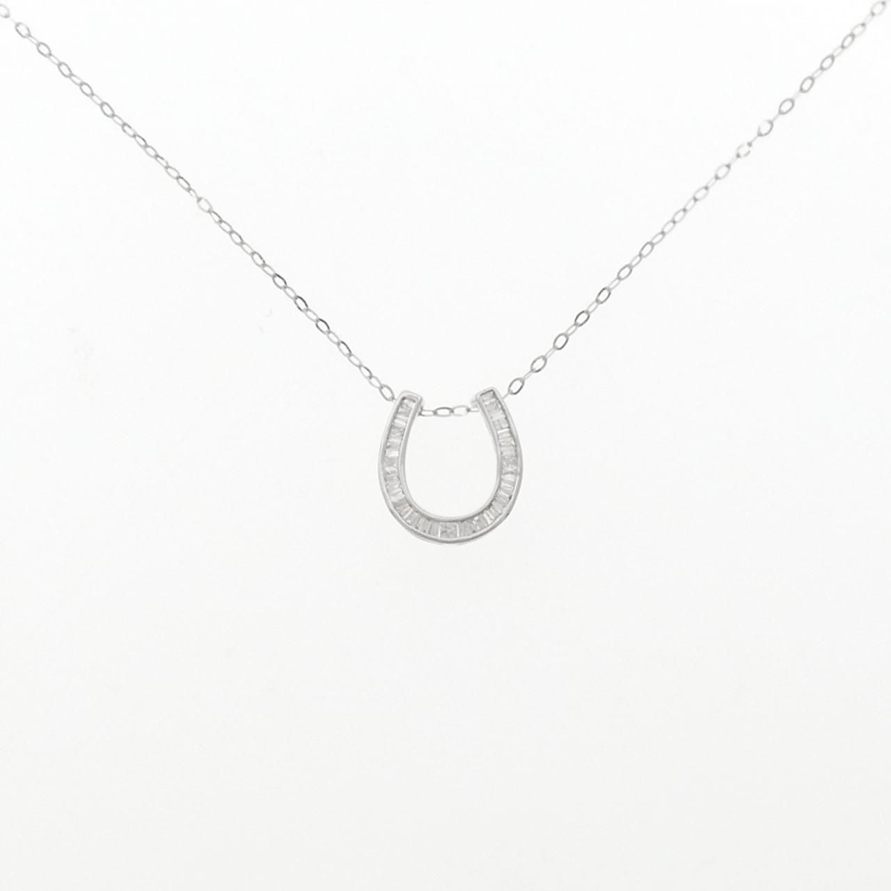 K18WG ホースシュー ダイヤモンド ネックレス 0.20CT