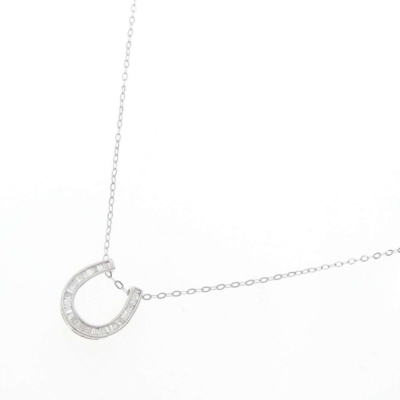K 18 WG ホースシュー ダイヤモンド ネックレス 0.20 CT