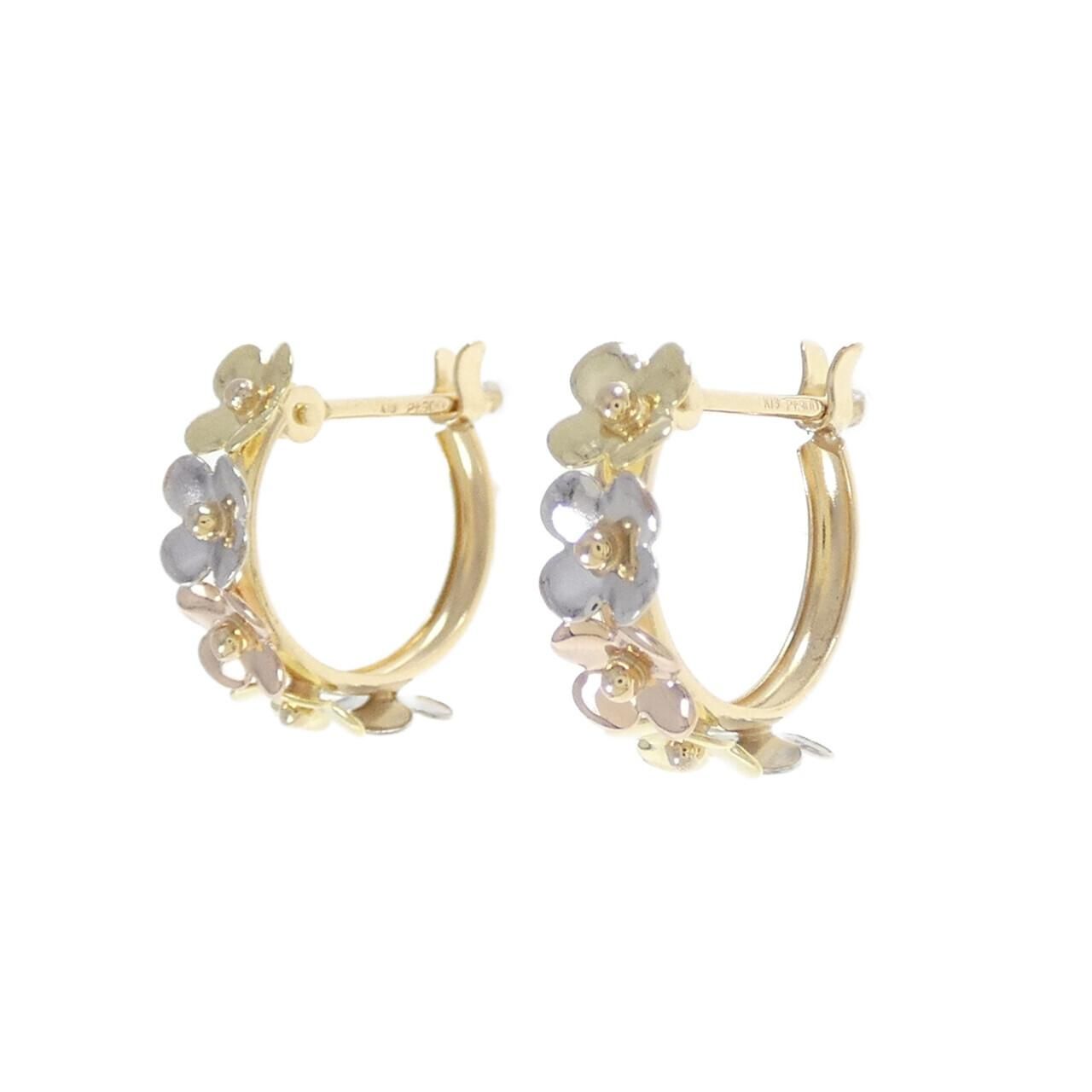 K 18 YG PT 900 PG フラワー ピアス