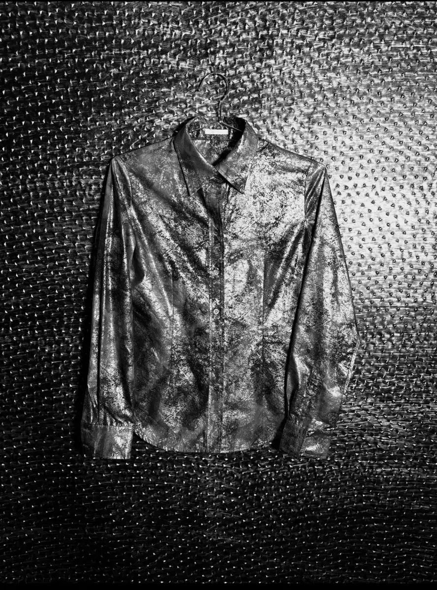 メタリック シルバーコーティング シャツ