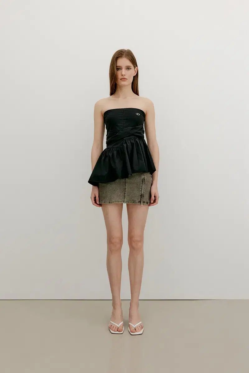 YUSE ユズ ノーティッド バルーン チューブトップ m ブラック