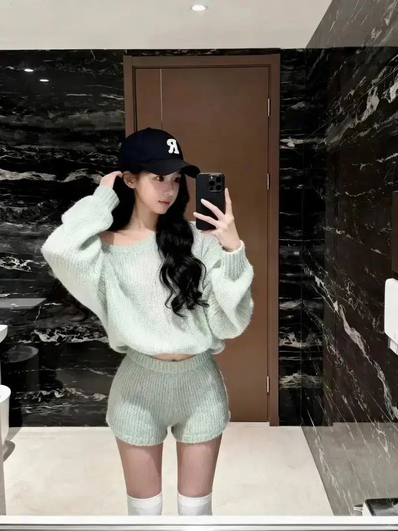 ミントニットハーフパンツセット