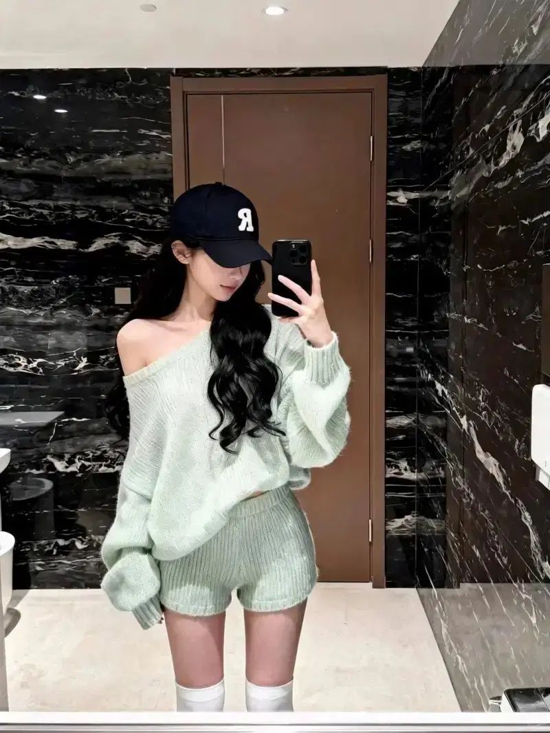 ミントニットハーフパンツセット