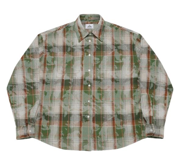 LYNN MJD オーバーサイズ CHECK シャツ ヴィンテージ グリーン