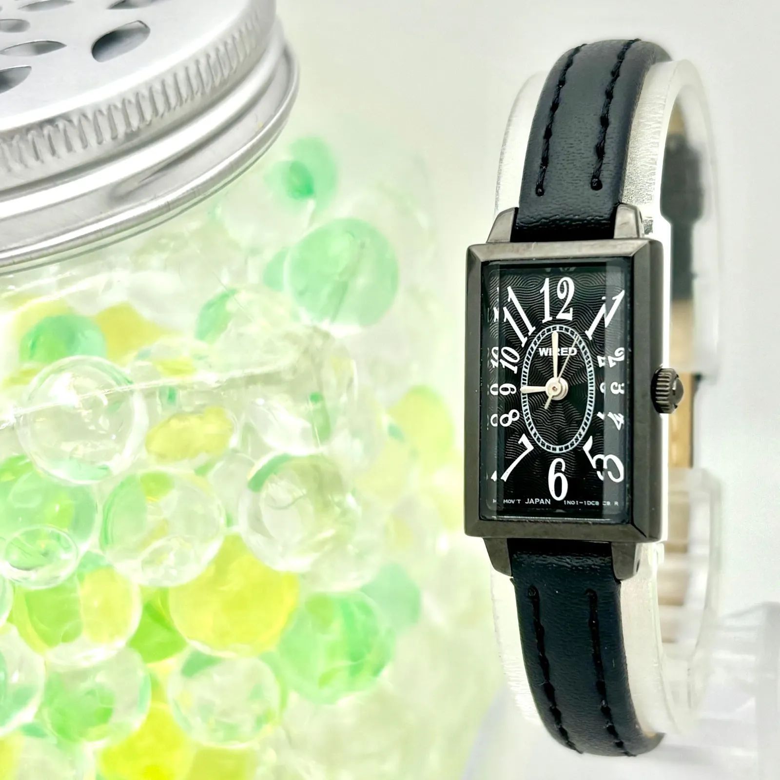 電池 SEIKO セイコー WIRED ワイアード レディース 腕時計 スクエア ブラック カットガラス 1N01-0PY0 ベルト