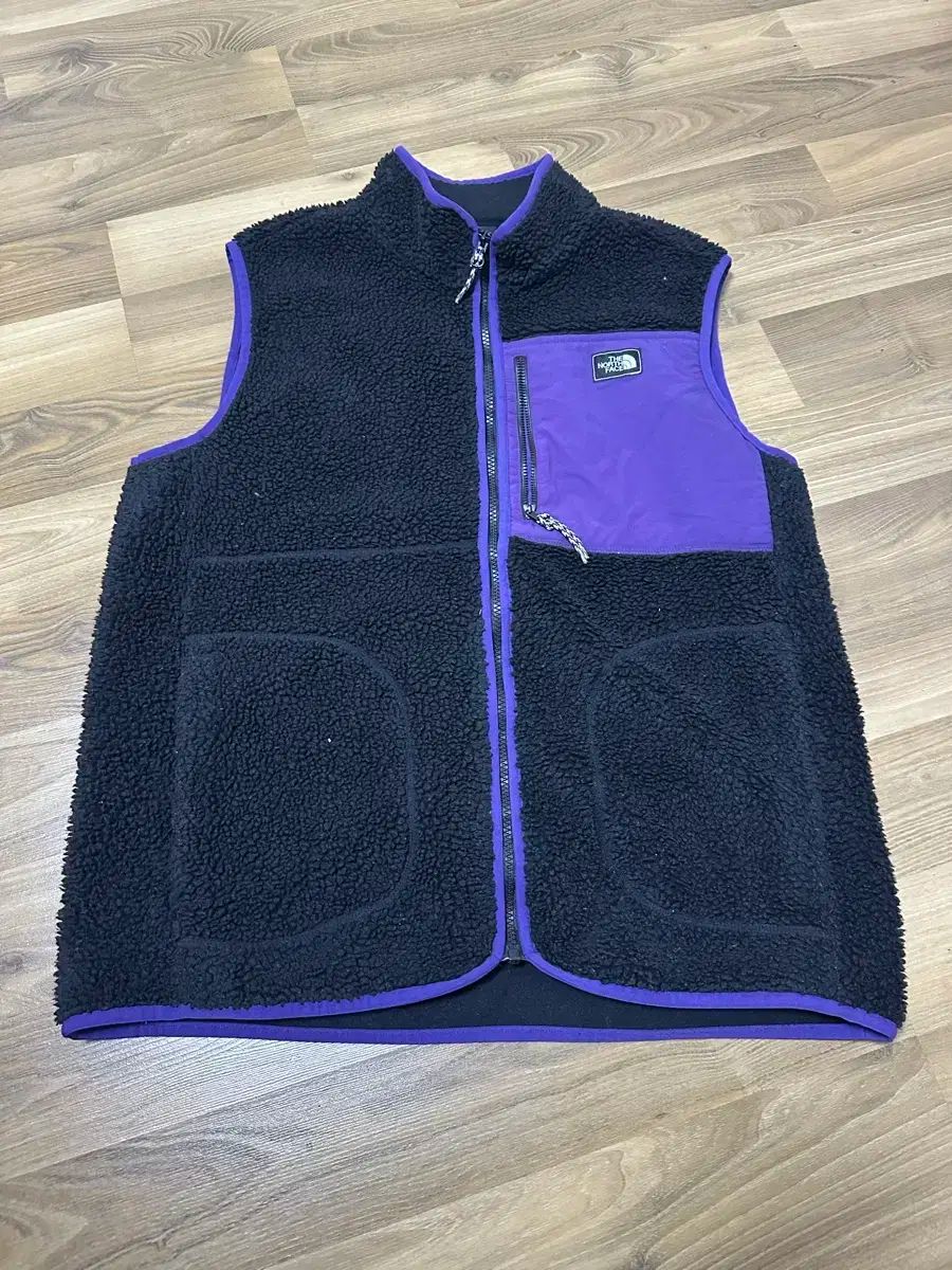 ノースフェイス ブラック パープル フリース ベスト
