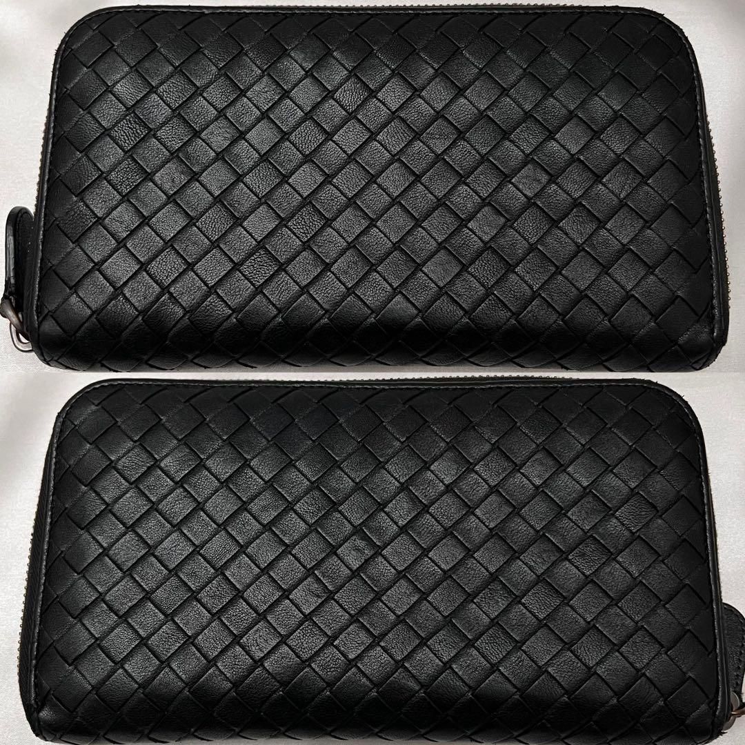 ボッテガヴェネタ 長財布 ラウンドジップ ブラック イントレチャート
