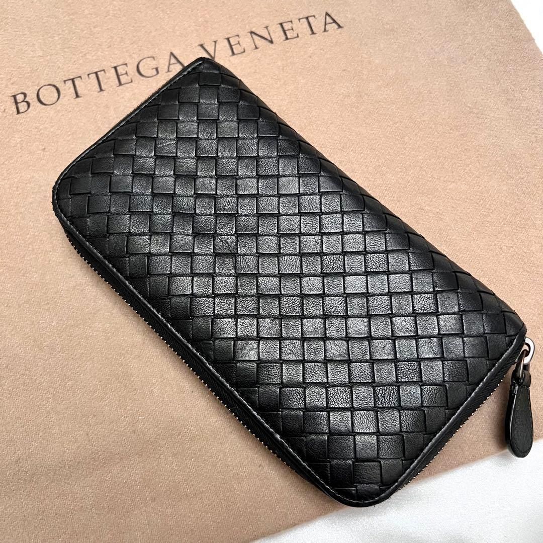 ボッテガヴェネタ 長財布 ラウンドジップ ブラック イントレチャート