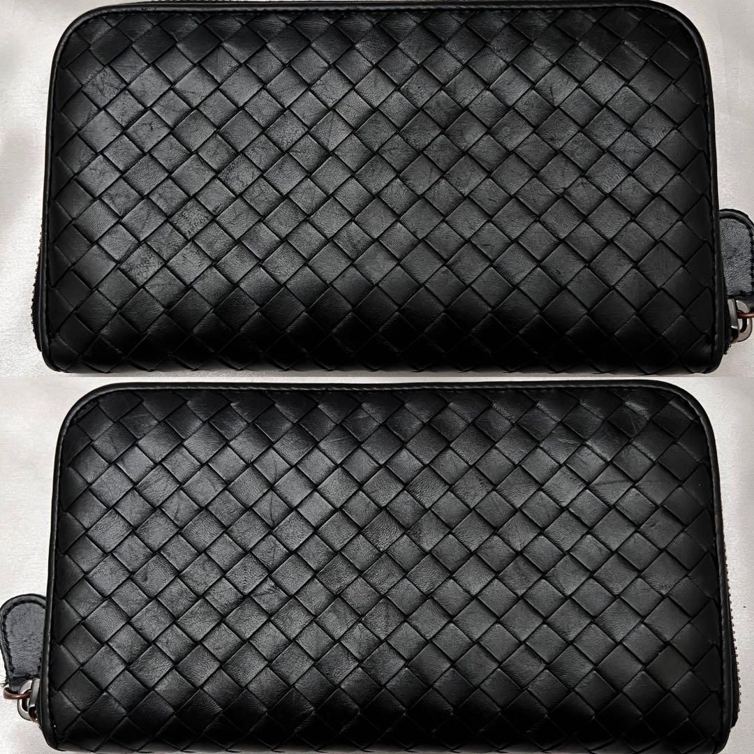 ボッテガヴェネタ 長財布 ラウンドジップ ブラック×ホワイト バイ