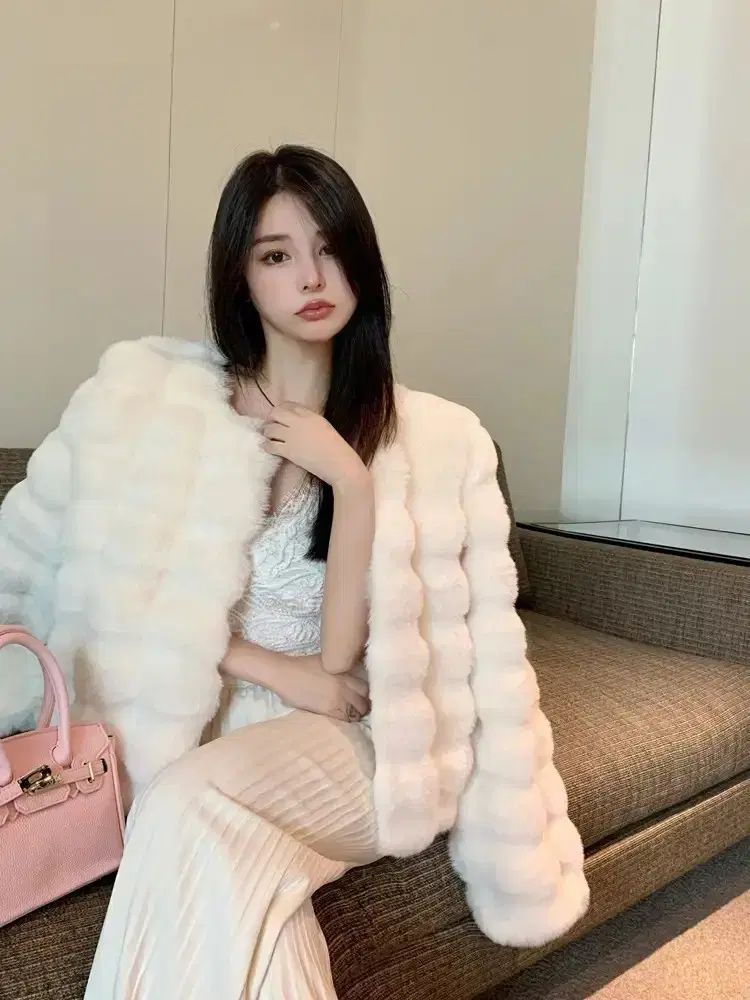 ホワイト ファー ジャケット ショート コート