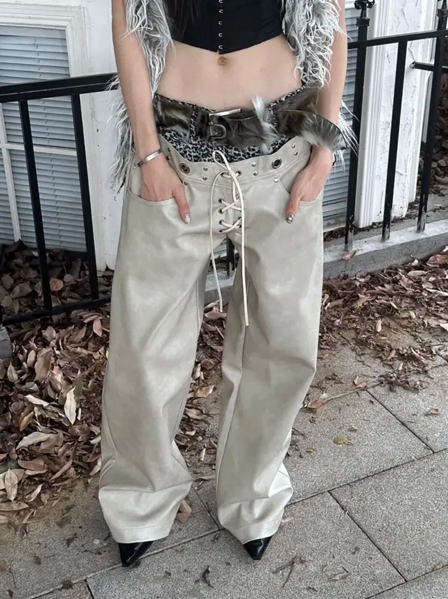 テストメカニズム Leopard Layer Punk Leather Pants