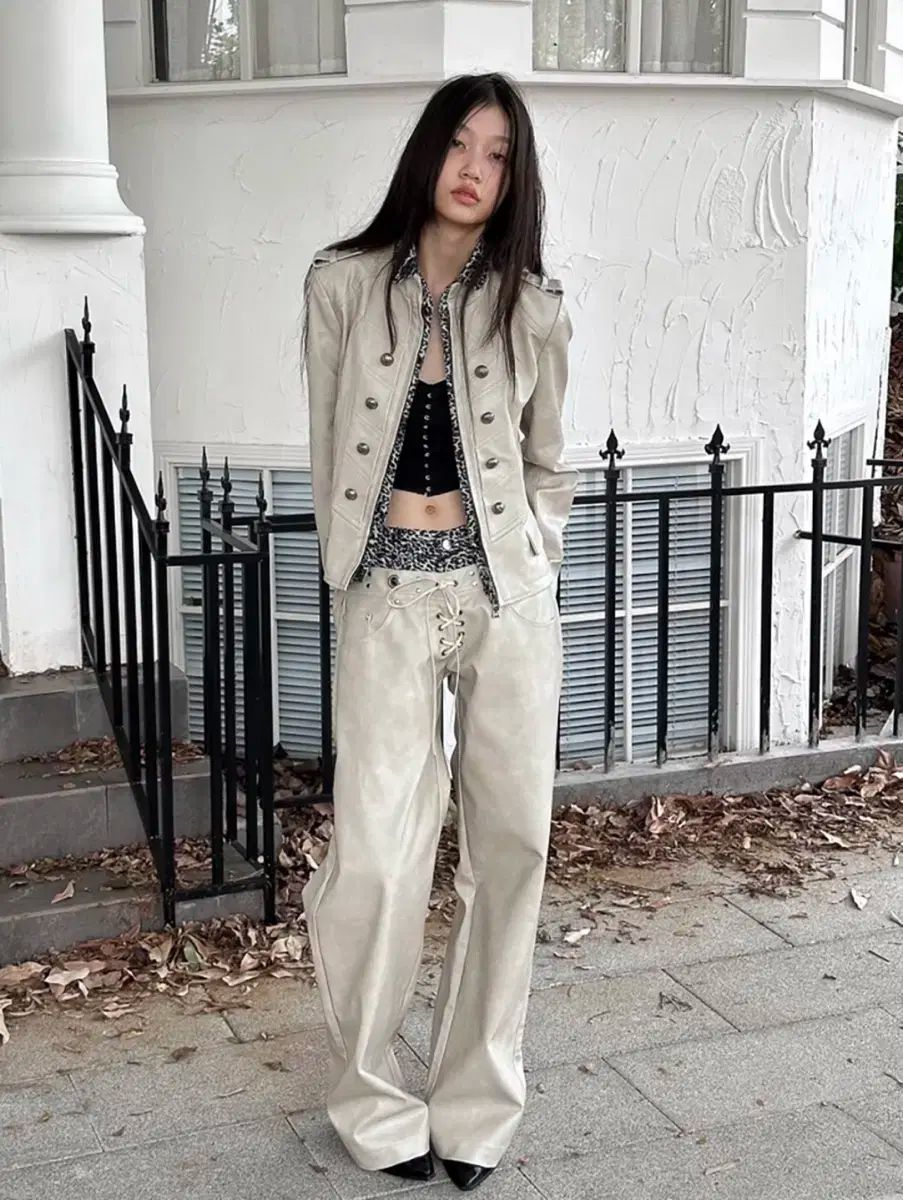 テストメカニズム Leopard Layer Punk Leather Pants