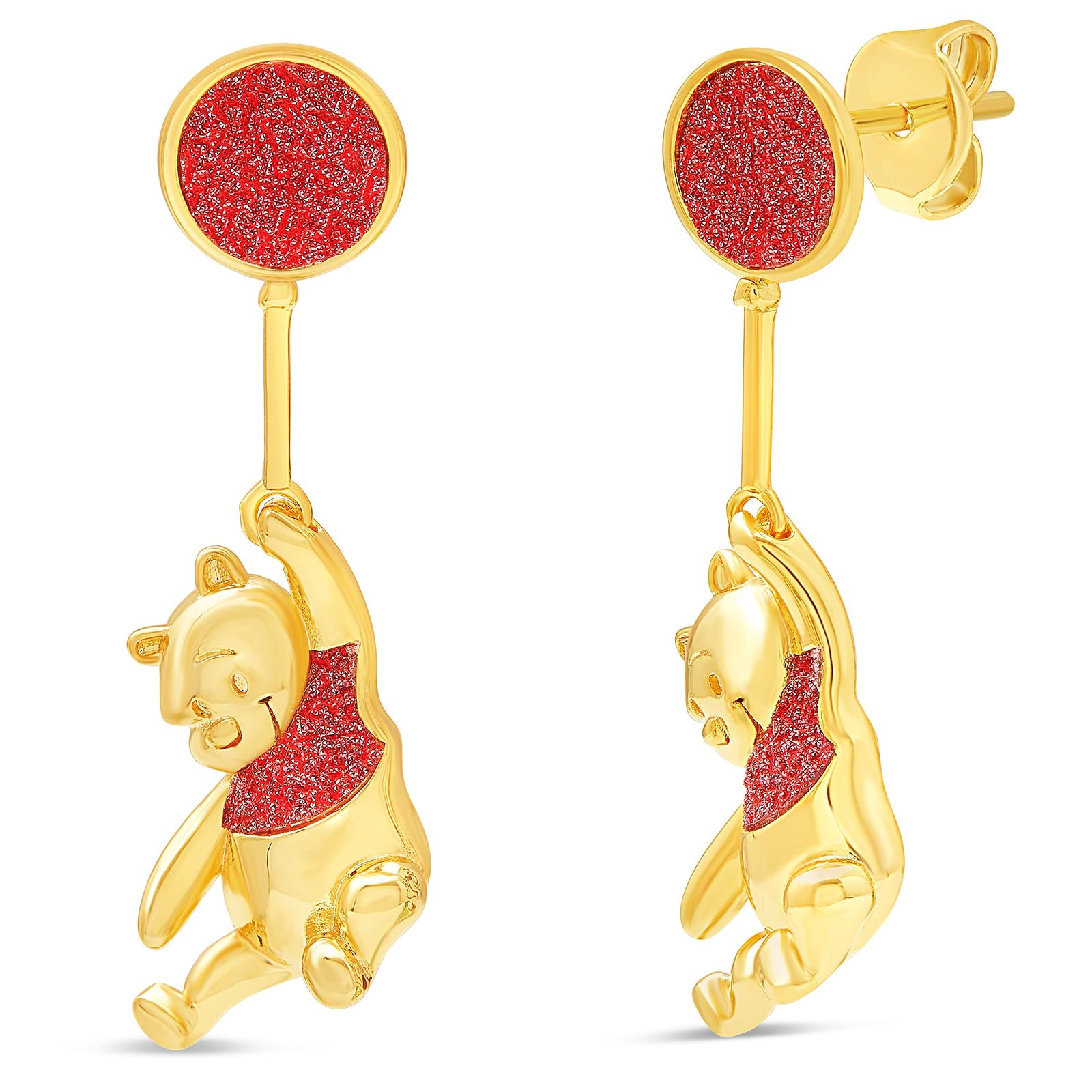 Disney Classics Winnie the Pooh Yellow G Plated Swinging Balloon Stud Earrings License
