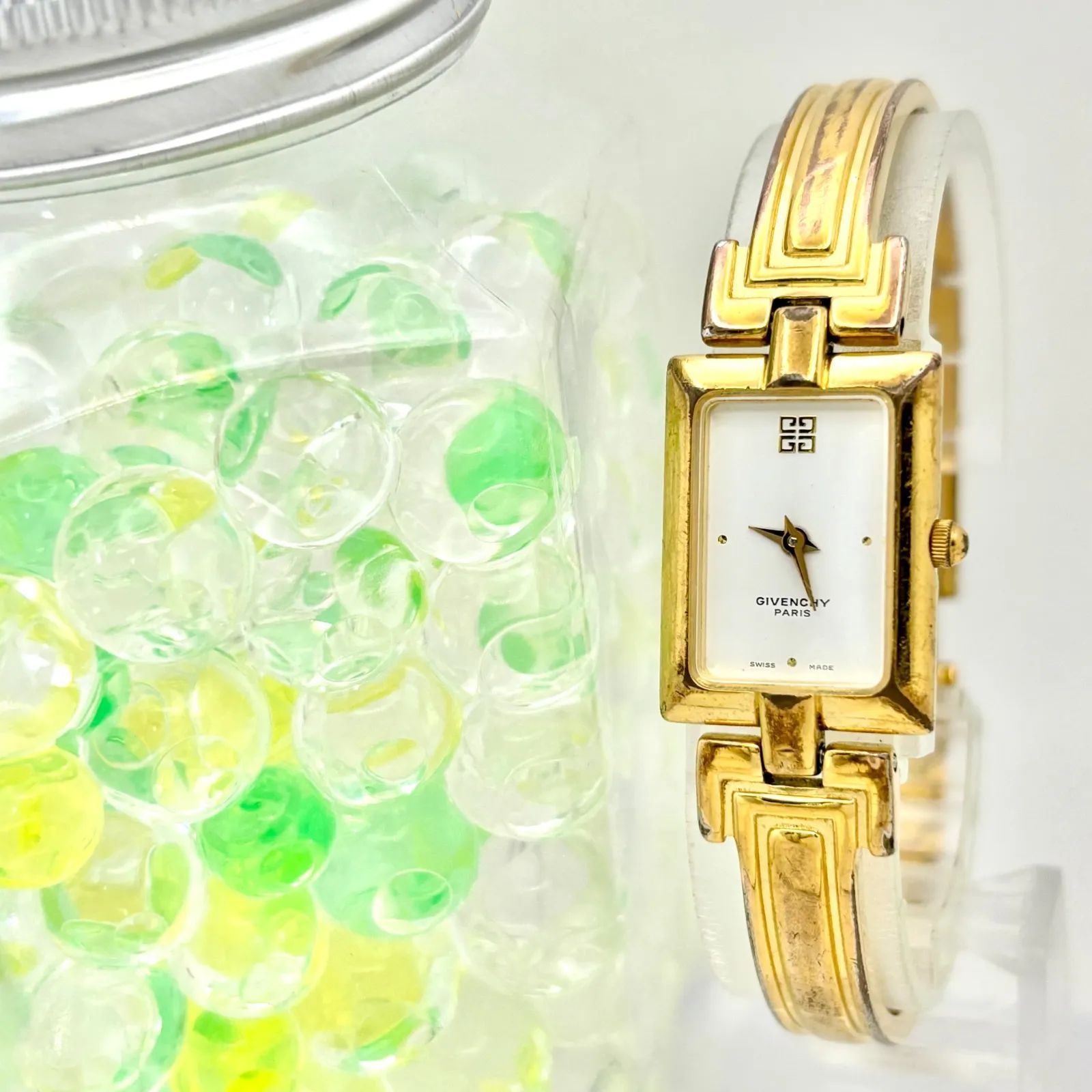 電池 GIVENCHY ジバンシー レディース 腕時計 ゴールド バングル スクエア