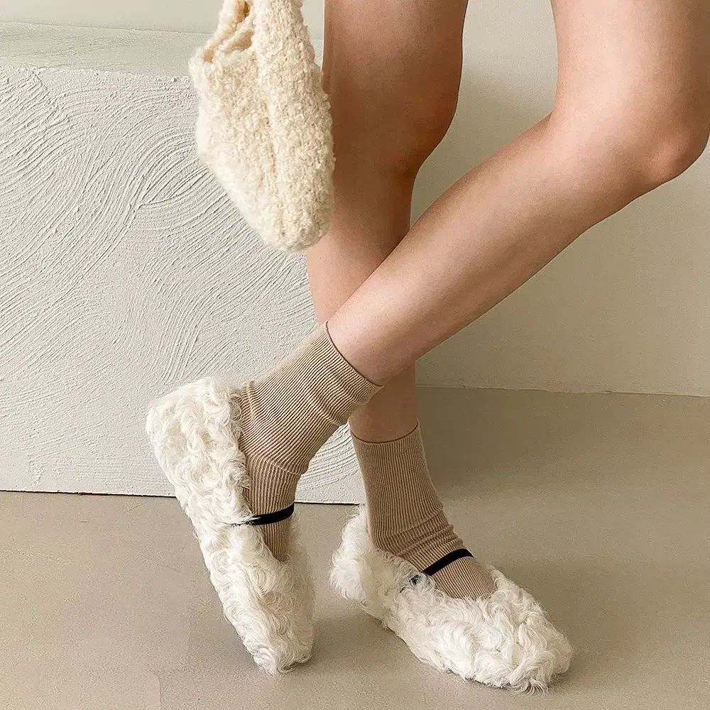  リアルシープスキン ボア ファー スリッパ 冬 フラット 靴 ヒール1 cm サイズ225-250 フラットシューズ バレエシューズ パンプス