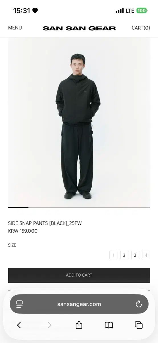 サンサンギアー サイド スナップ パンツ ブラック