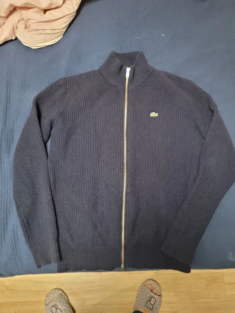 ラコステ ネイビー ニット ジップアップ カーディガン 100