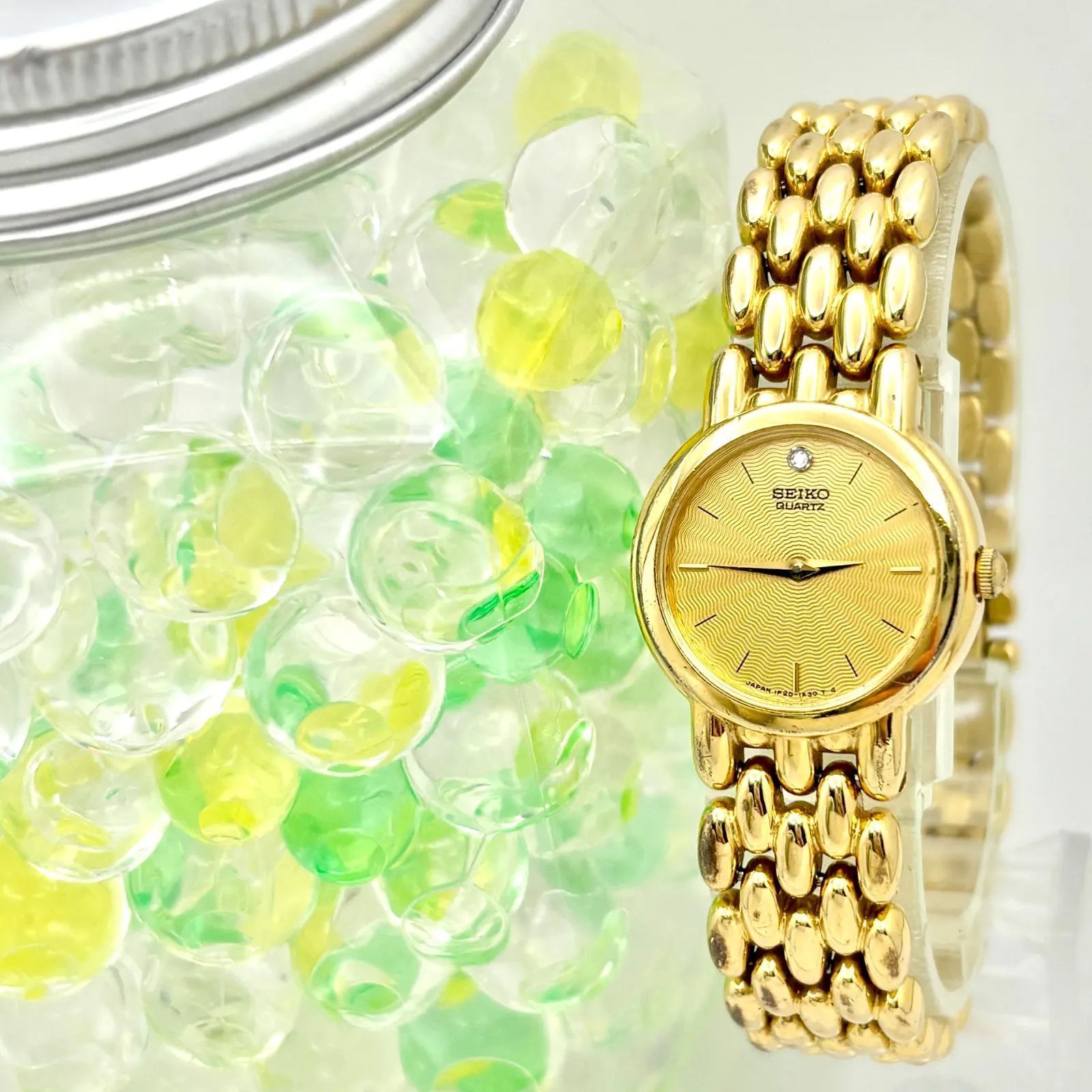 電池 SEIKO セイコー 1Pダイヤ レディース 腕時計 ゴールド 1F20-0F50 065136