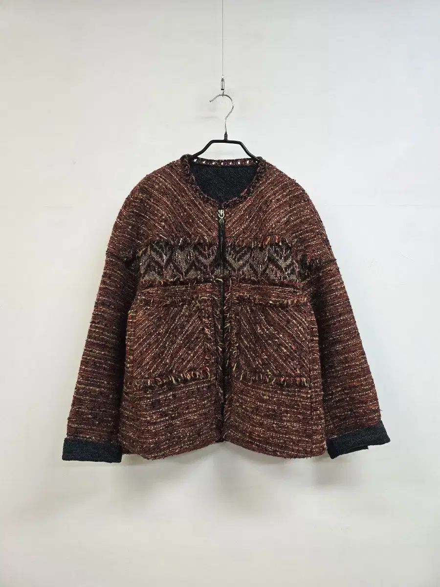 ハンサム SYSTEM ルーズフィット 厚手 ツイード ジップアップ