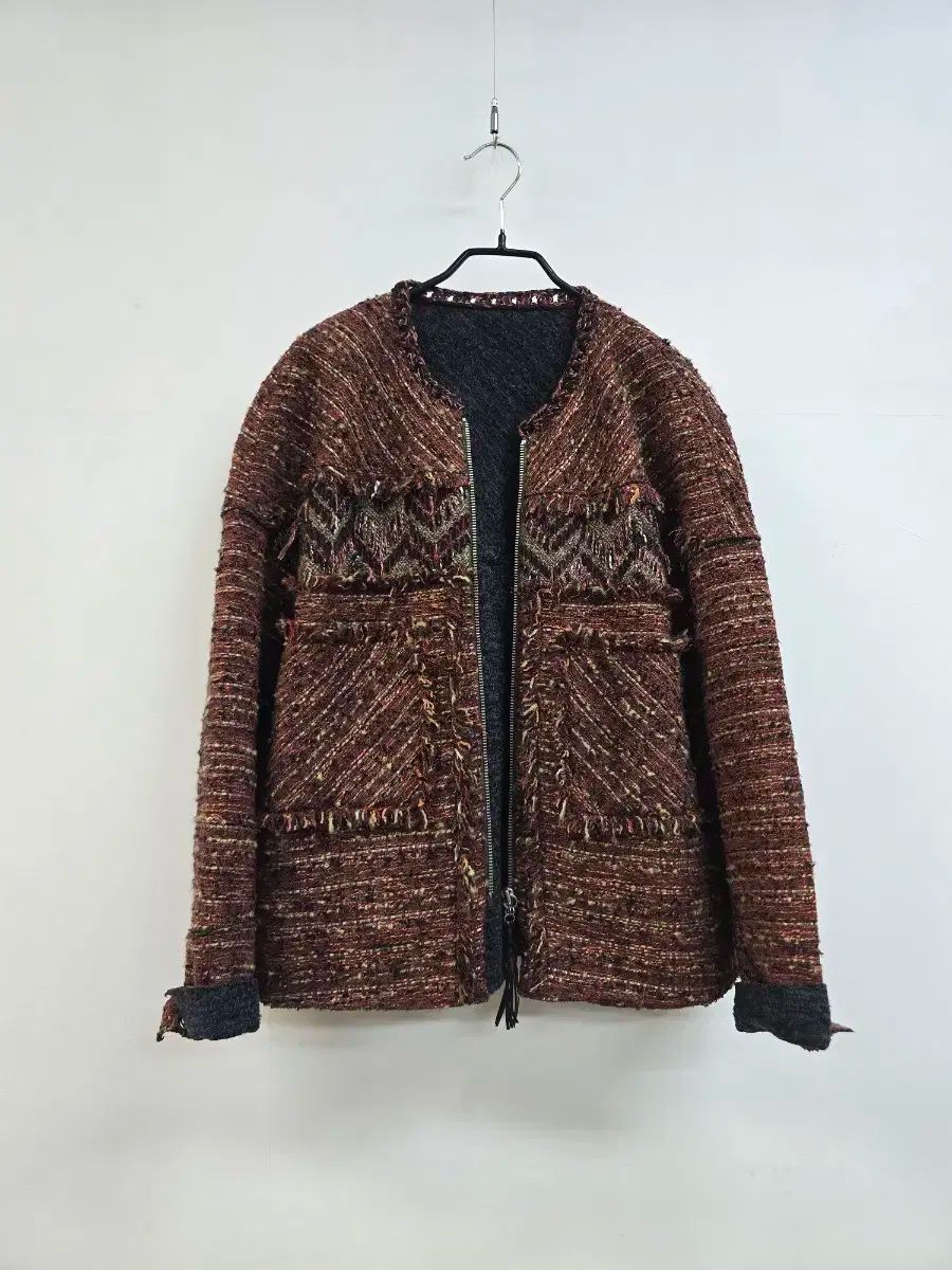 ハンサム SYSTEM ルーズフィット 厚手 ツイード ジップアップ