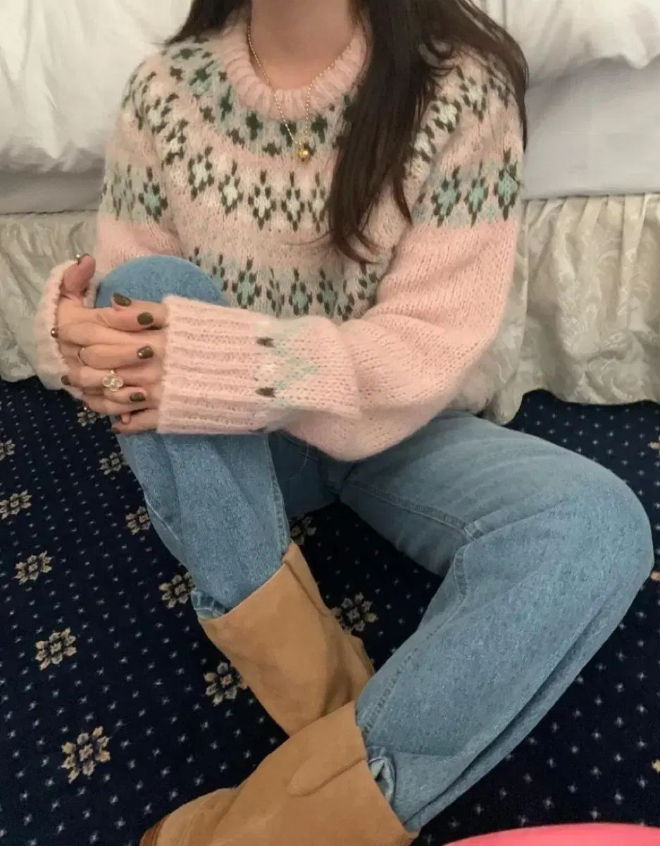 pyt プリティ ヤング シング ノルディック ニット ピンク