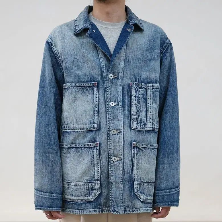 3 ボーンロウ 24fw 40s ヴィンテージ カバーオール ジャケット ブリーチ Indigo