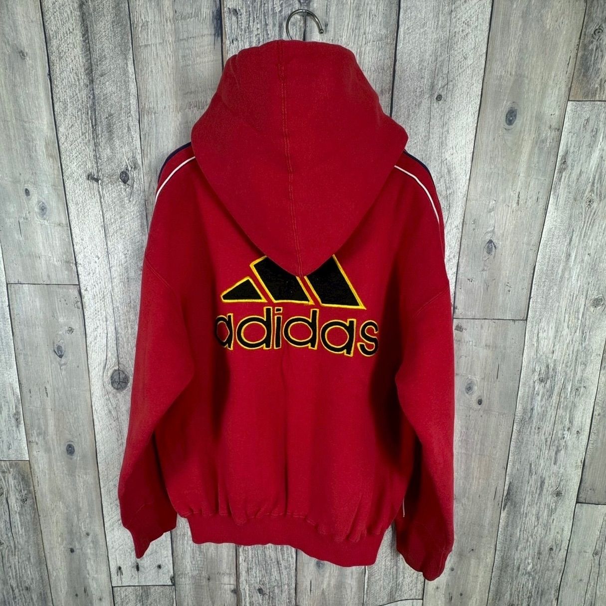 OLD adidas 90s アディダス 両面 ロゴ 刺繍 裏起毛 肉厚 厚地