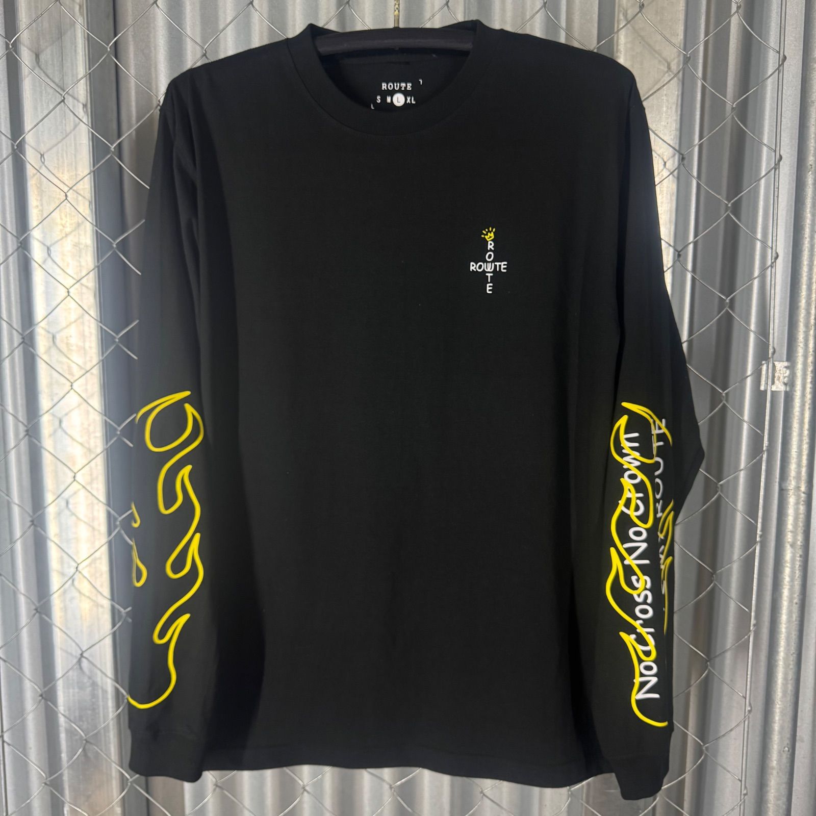 ROUTE Cross Long Sleeve Tシャツ Black X White
