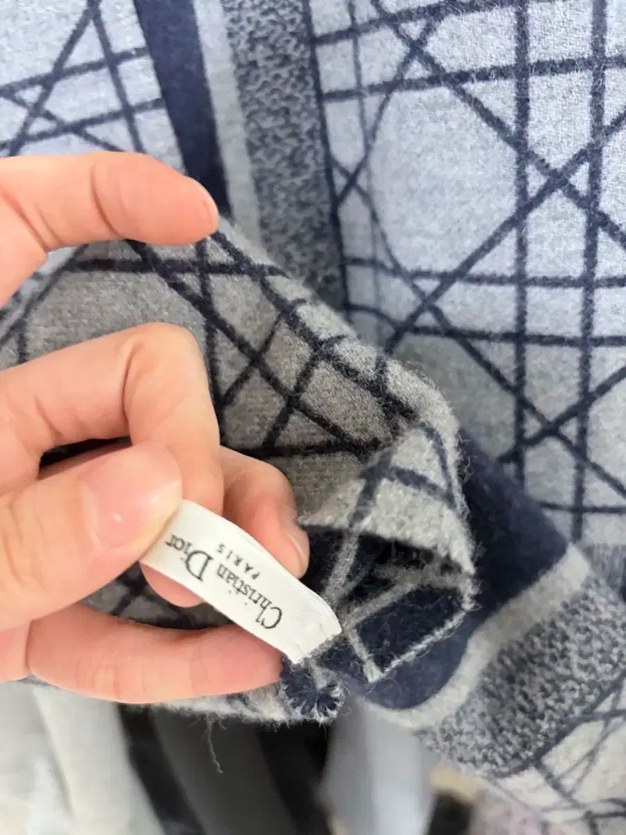  ディオール カナージュ スカーフ ネイビー グレー カシミアウール 素材 バンダナ スカーフ 小物