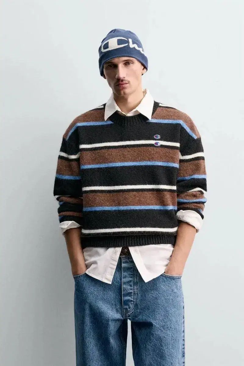 ZARA×Champion ストライプニット Lサイズ