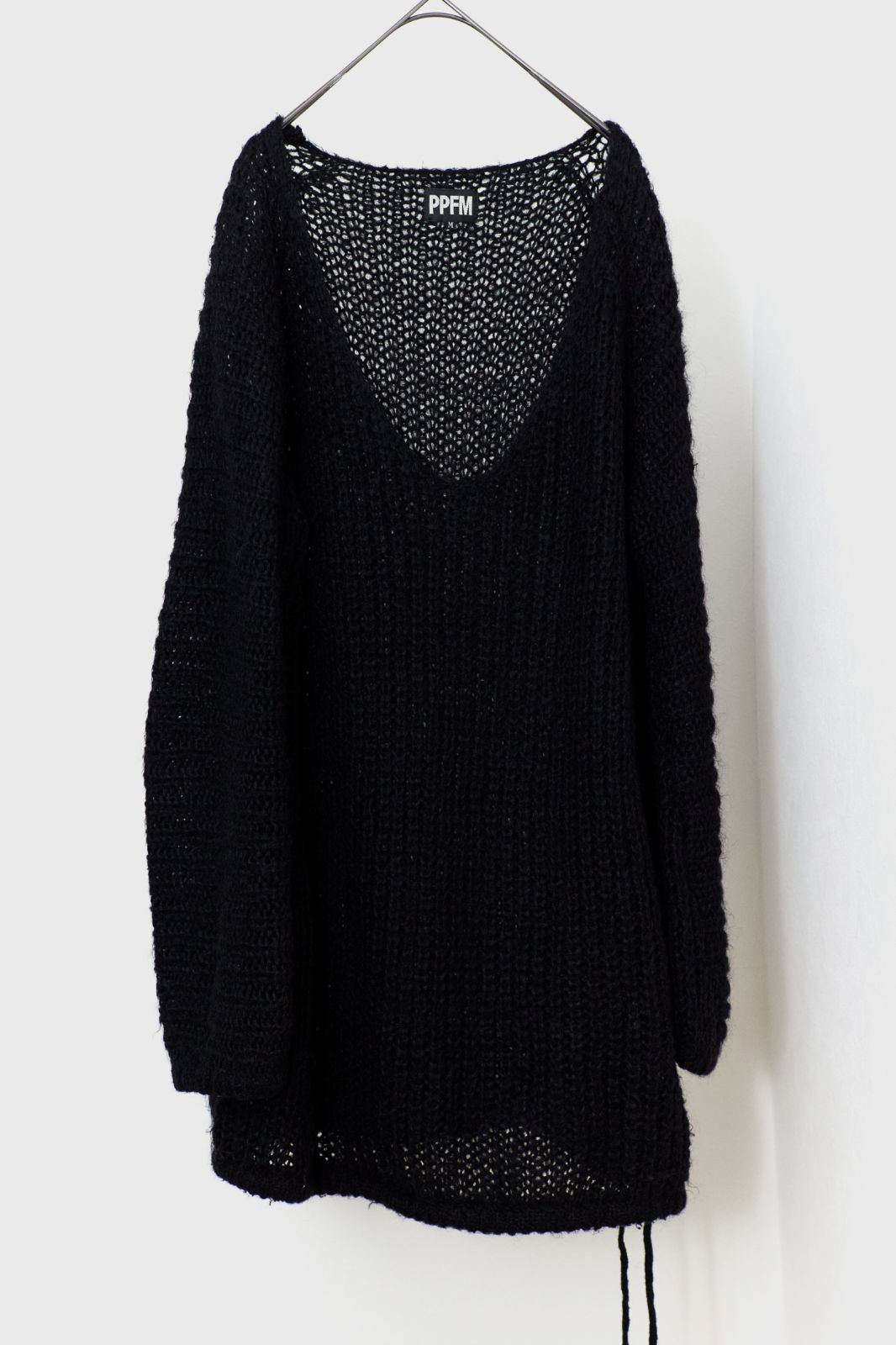 【2025年最新作】 PPFM BLACK LOW-GAUGE V-NECK PULLOVER KNIT