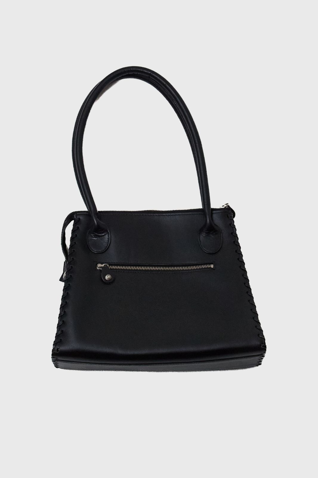 KATHARINE HAMNETT BLACK LEATHER BAG