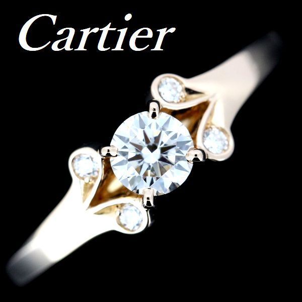 カルティエ バレリーナ ダイヤモンド 0.25 ct F-VVS 2-3 EX リング 48 K 18 PG