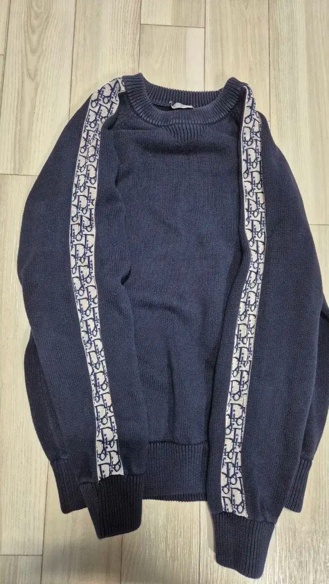 オブリーク インサート ネイビー ニット セーター