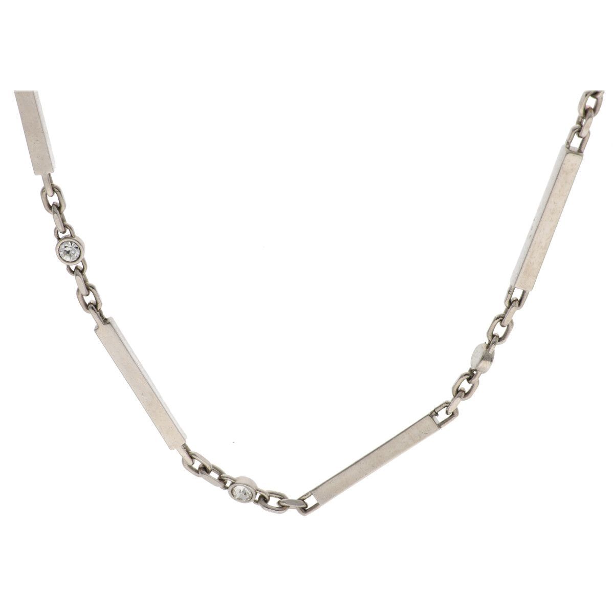 Saint Laurent サンローラン クリスタルバーネックレス メタル ネックレスチェーン 777766Y15268162 クリスタルバーネックレス メタル 80cm シルバー 25006728 YM