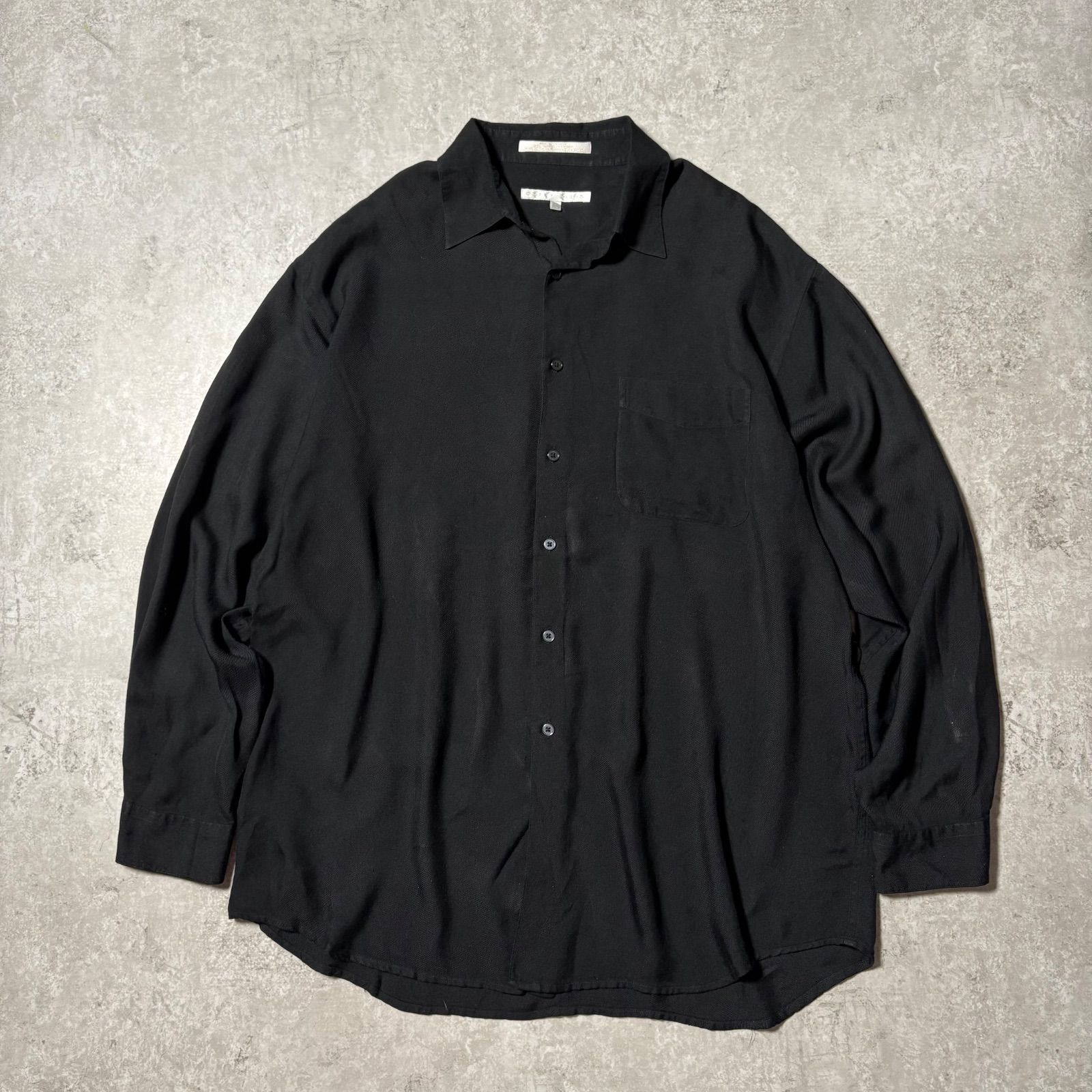 1990 s PERRY ELLIS Silk Rayon Shirt BLACK!!
