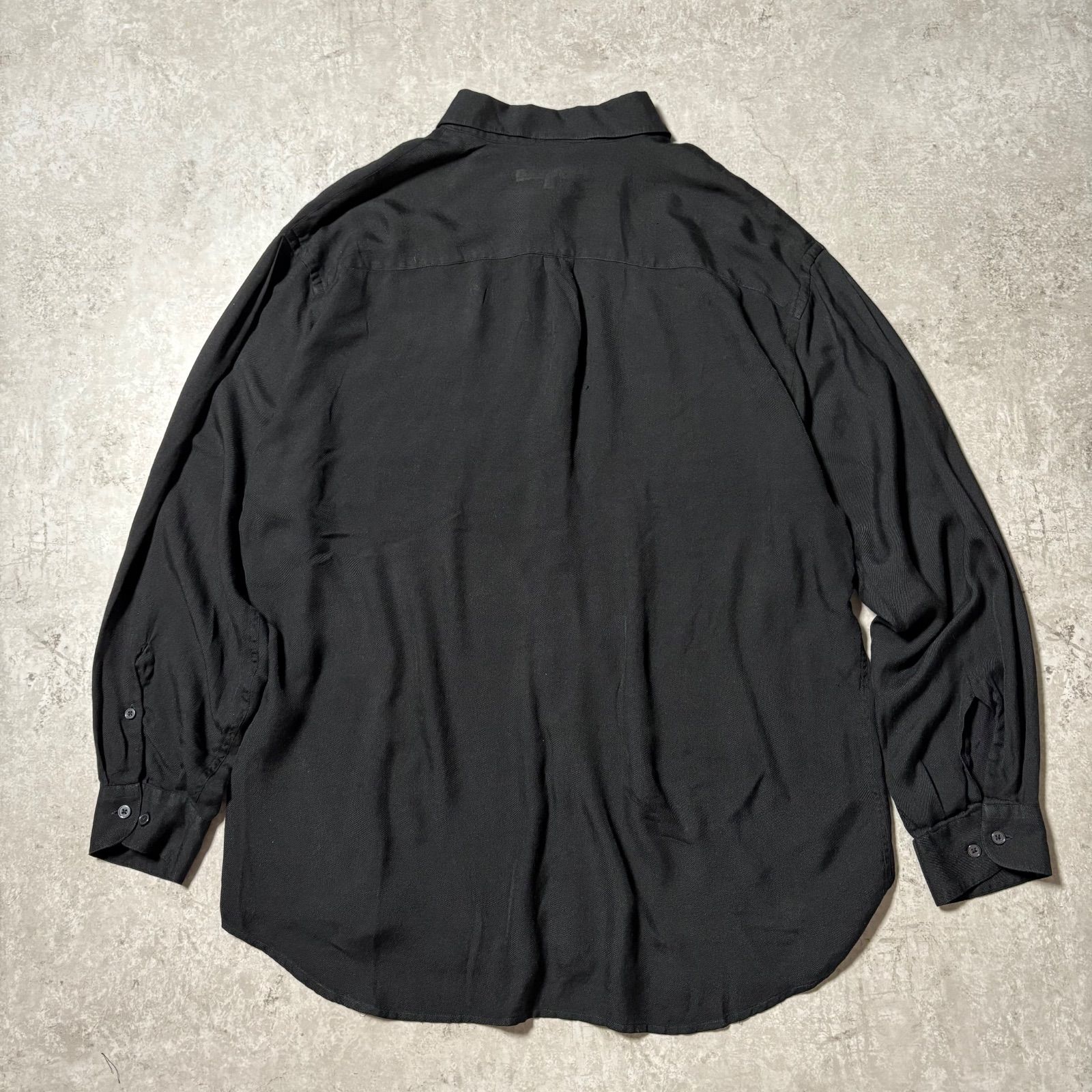 1990 s PERRY ELLIS Silk×Rayon Shirt BLACK!!