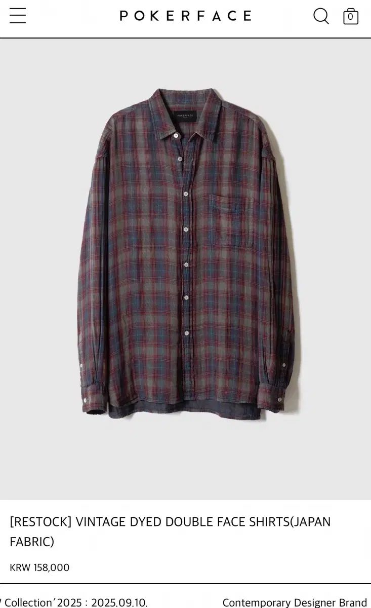 44 ポーカーフェイス ヴィンテージ ダイド ダブル フェイス CHECK リネン シャツ
