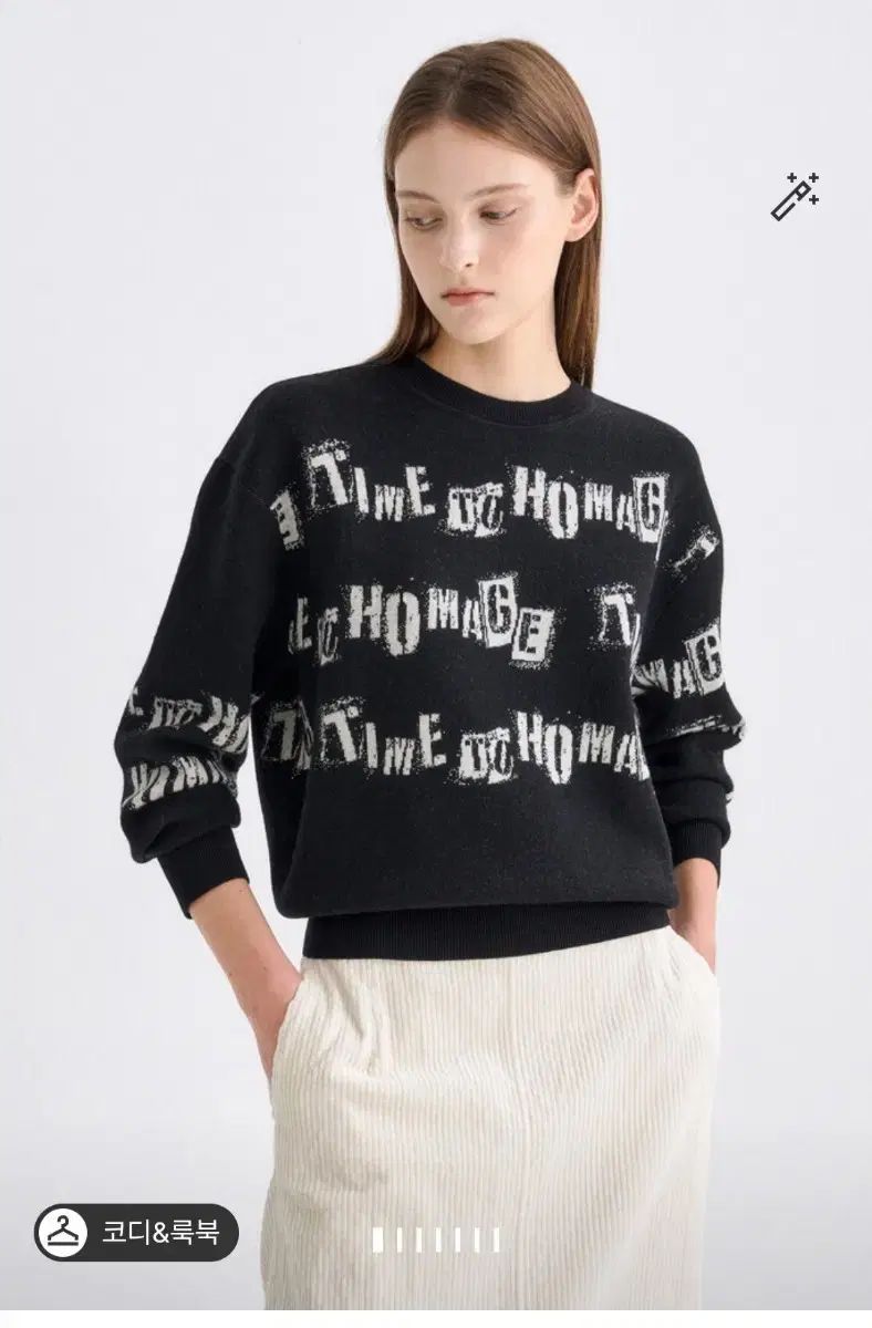 TIME ブラック レタリング パターン セーター