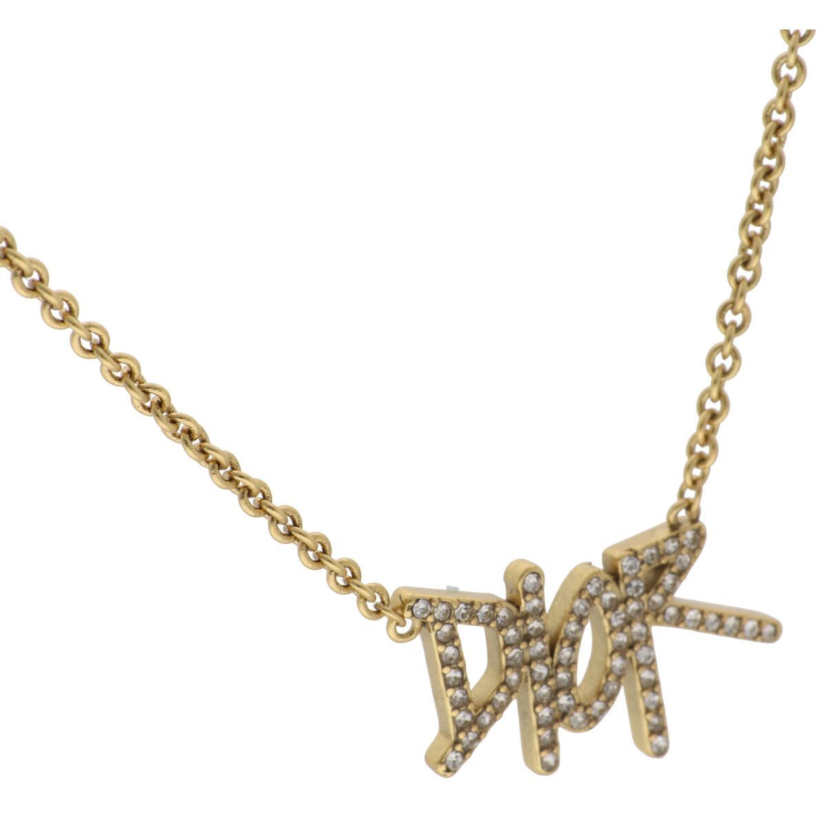 Christian Dior クリスチャン ディオール ネックレス ペンダント ロゴ ラインストーンネックレス 42 cm YM