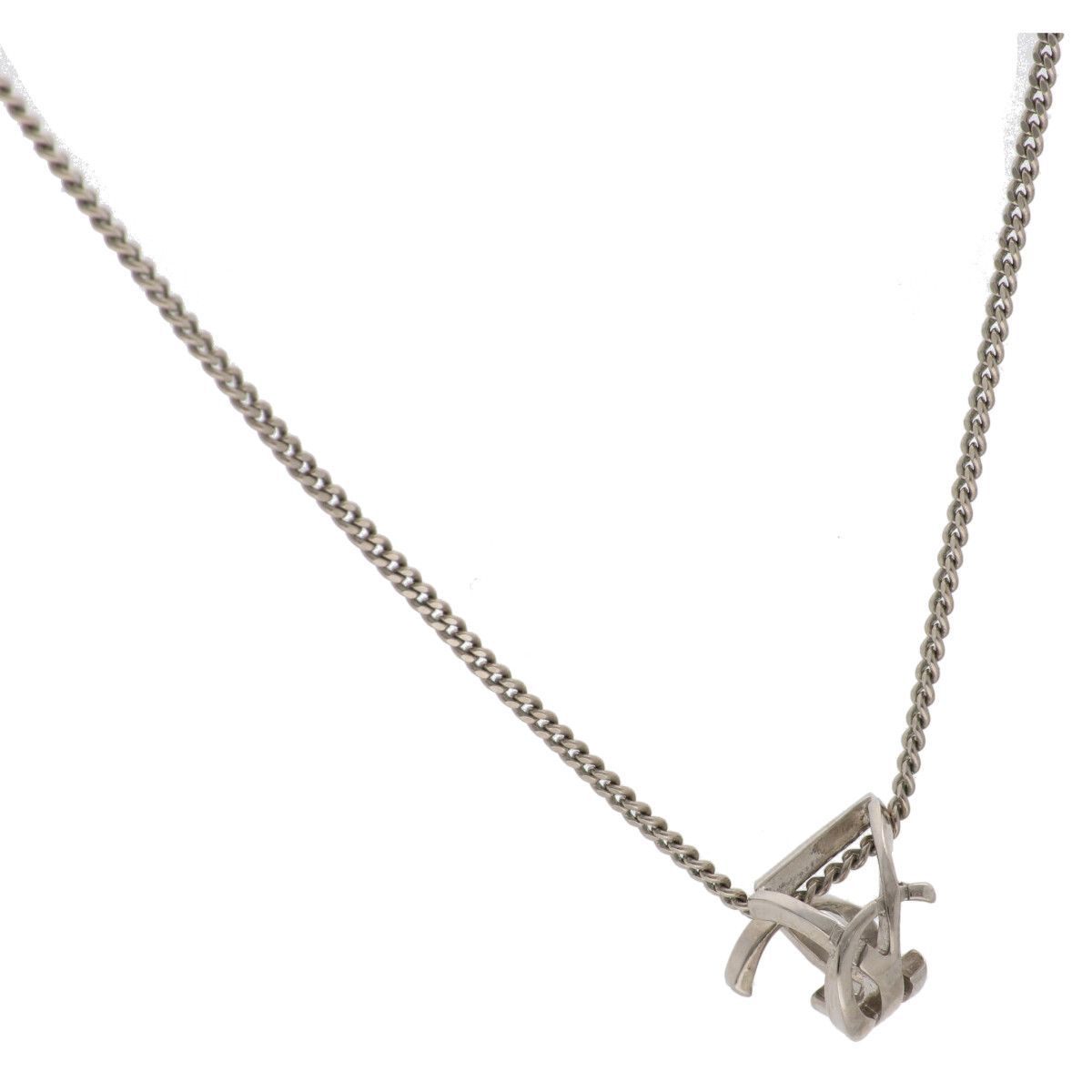 Saint Laurent サンローラン カサンドラ ツイスト ペンダント ネックレス メタル シルバー YM