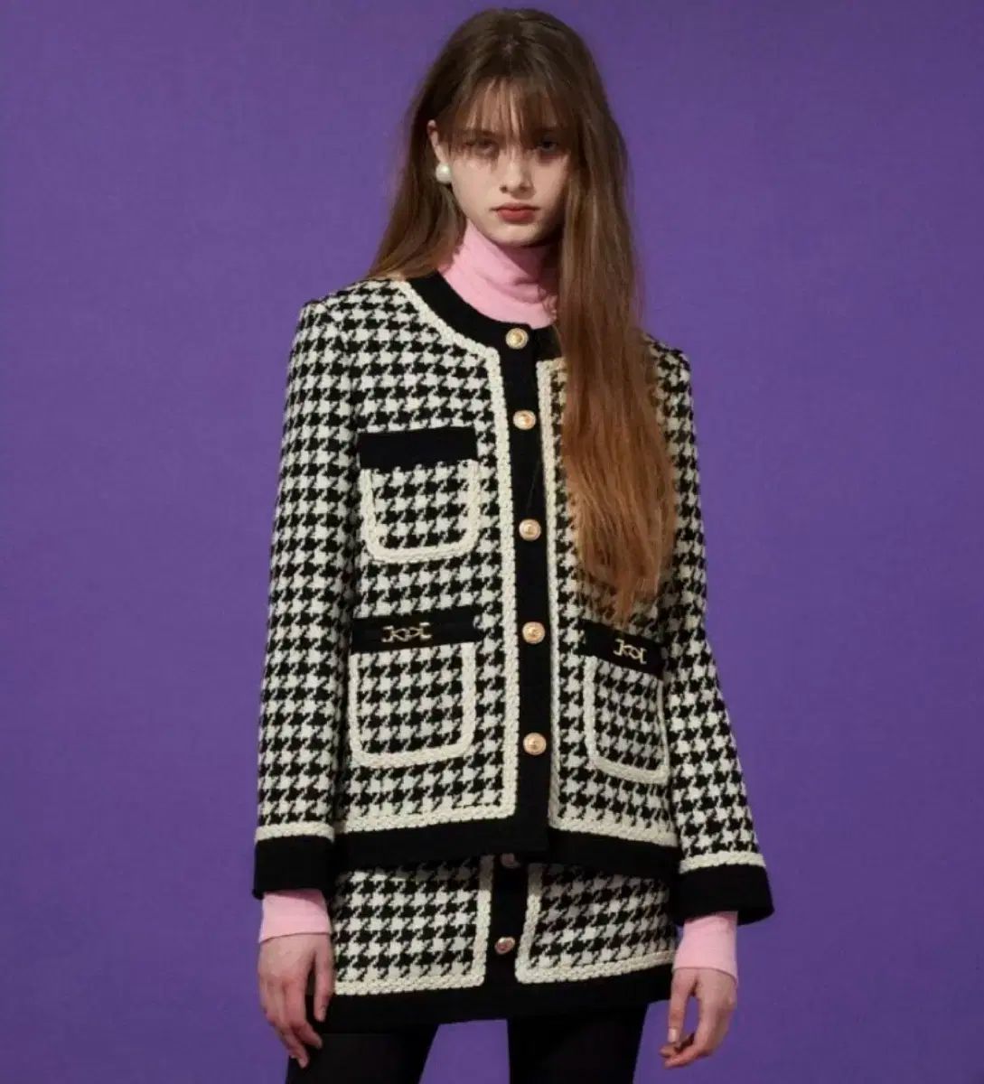 Johnny Hates Jazz ハウンドトゥース チェック ツイード スカート 36