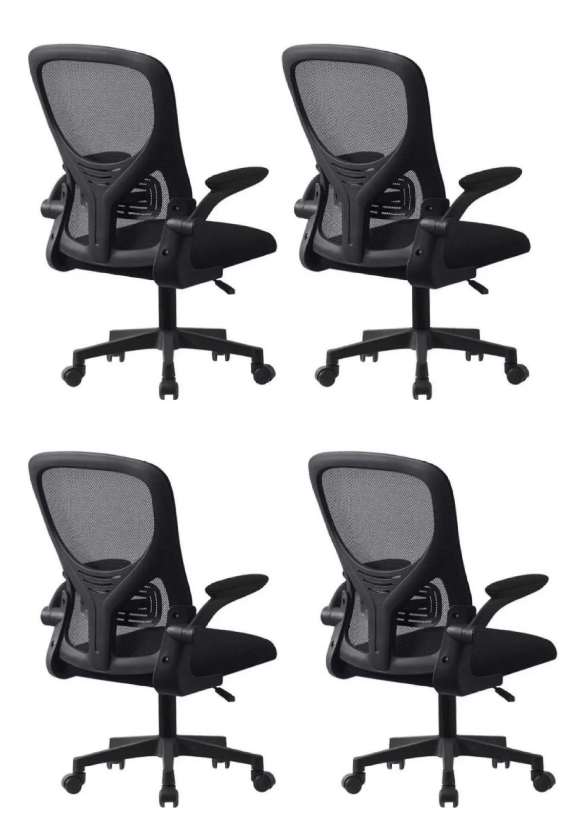 回転椅子 デスクチェア オフィスチェア 事務椅子 肘つき メッシュ 通気性 テレワーク 全自動麻雀卓シリーズ に最適 リフトチェア 跳ね上げ式 4脚セット ヘッドレストなし