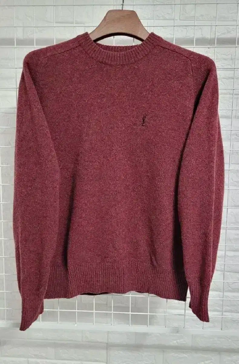 YSL イヴ サンローラン 90 s ヴィンテージ バーガンディ ウール クロップドニット M